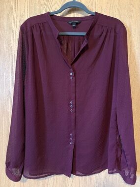 Banana Republic Women's Wine Burgundy Button-Front Blouse